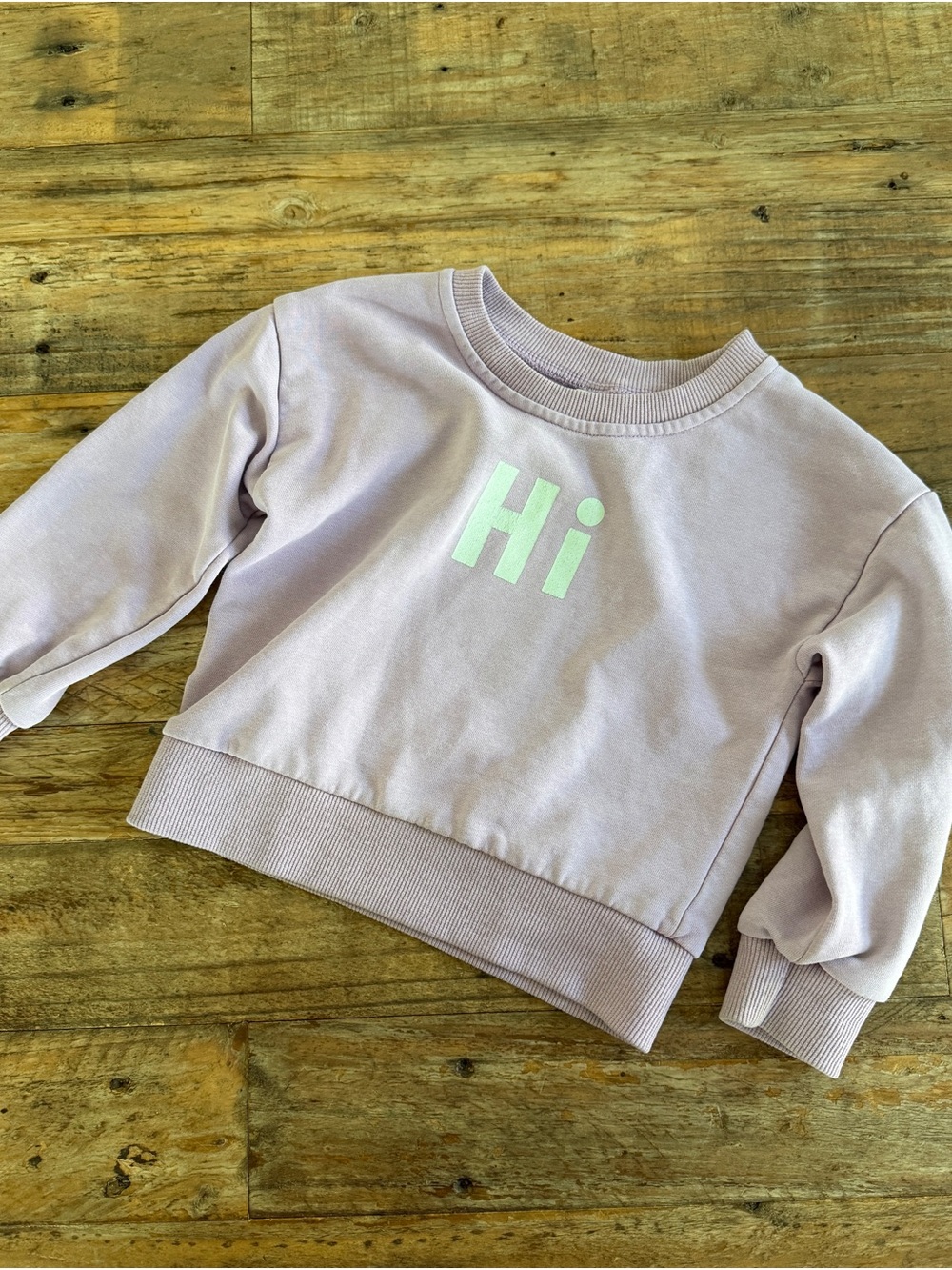 Miniolie Lavender 'Hi' Pullover Sweatshirt